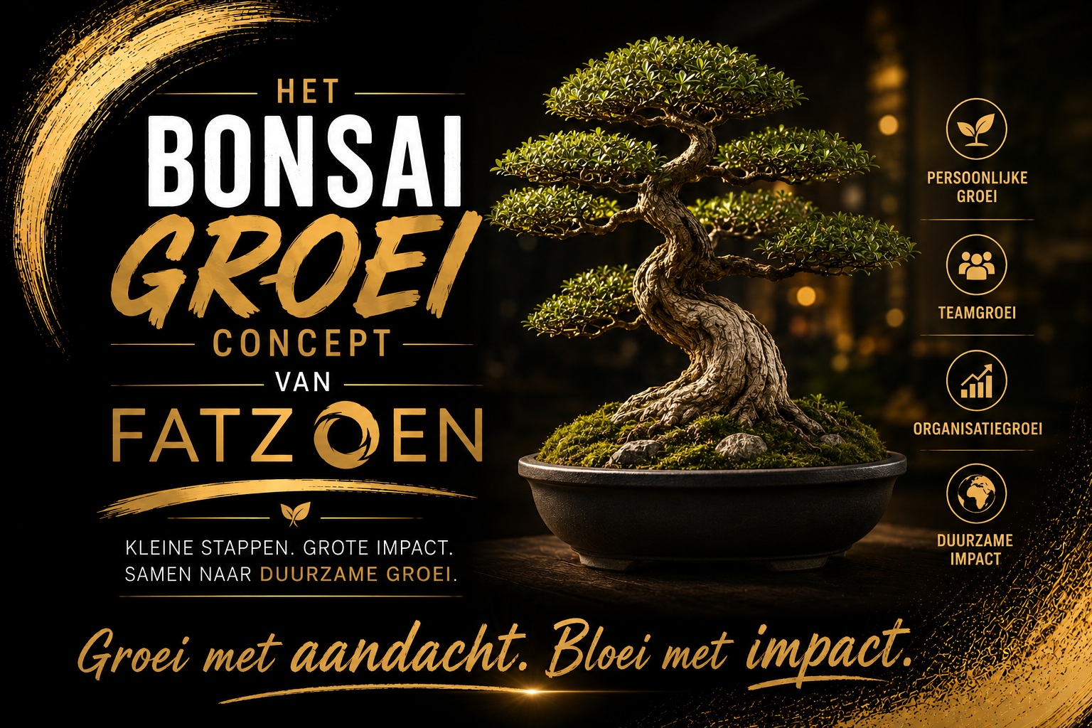 Het bonsai groei concept van fatzoen