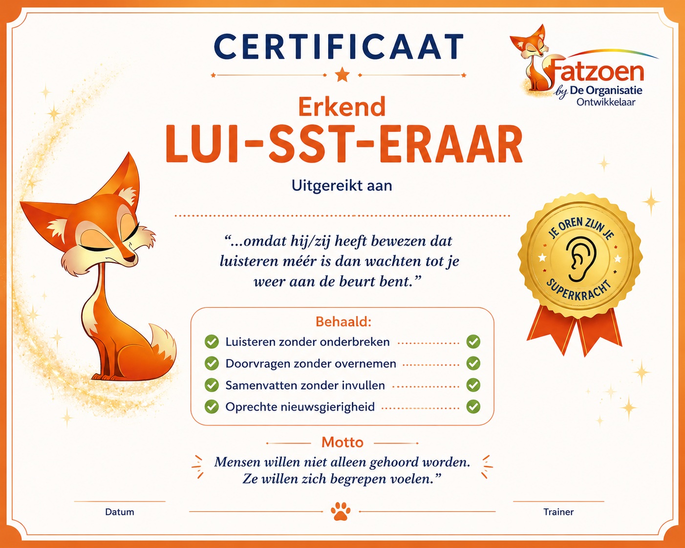 Certificaat erkend luissteraar certificaat erkend luissteraar